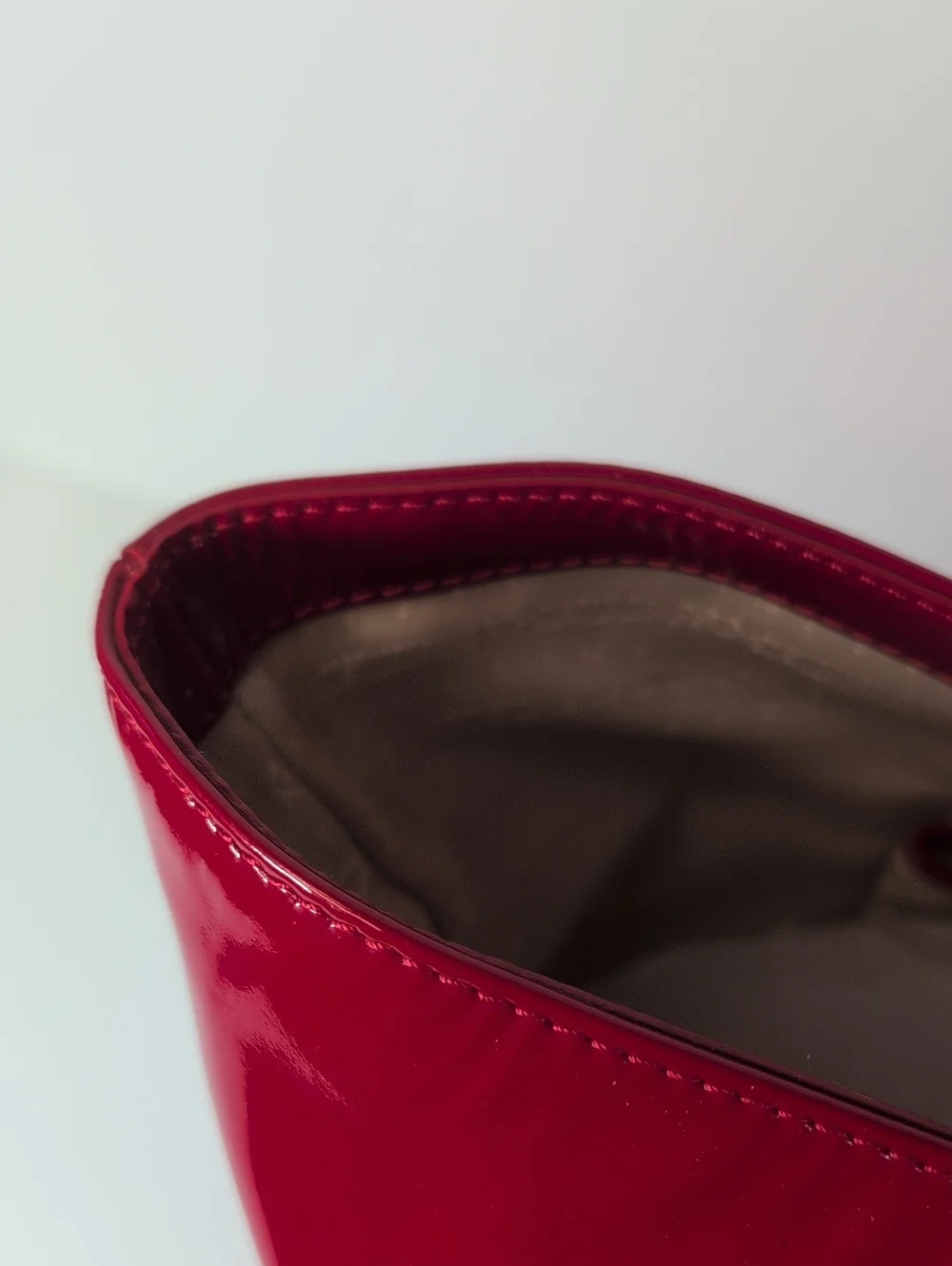 Celine Red Patent Leather Tote Bag With Padlock